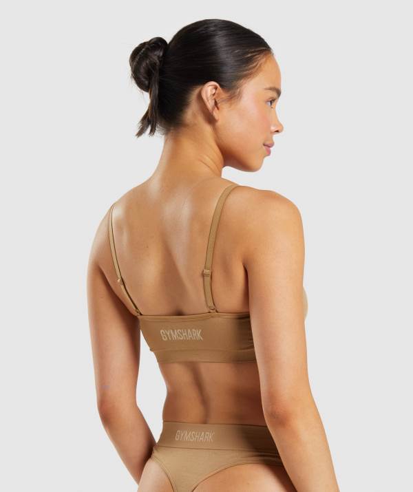 Damske Spodne Pradlo Gymshark Seamless Scoop Neck Bralette Zlate Svetlo Hnede | QP7521049